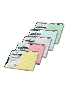 FIS Ruled Record Card 180 Gsm 8X5 Inch Double Loop Spiral Pack of 5 Colors and 50 Sheet -FSIC85-180SP5C