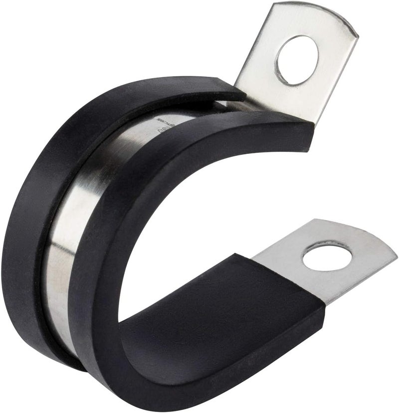 ISPINNER 12 Pack 1/2 Inch Rubber Cushioned Stainless Steel Cable Clamp, Hose Clamp, Pipe Clamp (1/2 Inch) - Image 1