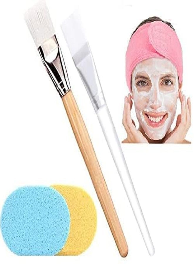 Talora 2 PCS Face Pack Brush with Face Cleaning Sponge and Facial Headband Combo Set for Men and Women Multicolor - Image 1