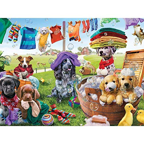 Bits and Pieces بيتس اند بيسز - لغز تركيب كبير الحجم للبالغين مع جرو صغير يلعب بواسطة الفنان أدريان تشيسترمان 500 قطعة - Image 1