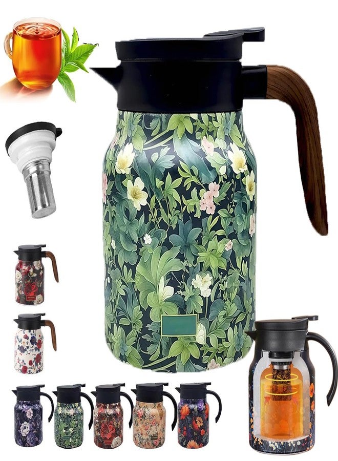 JVDJVD Vintage Floral Tea Pot with Infuser-Green - Image 1