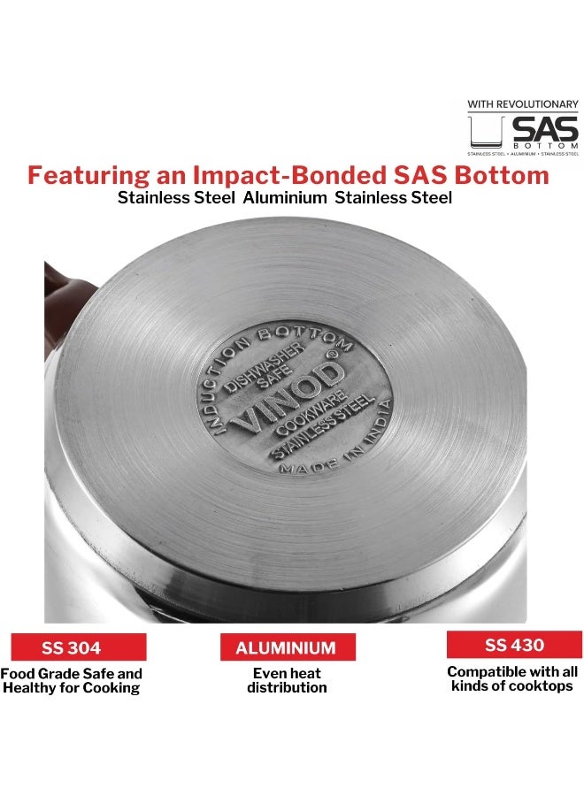 VINOD Stainless Steel Milkpan/Saucepan Set of 2-1 Litre and 1.6 Litre, Tea/Chai Pan, Riveted Sturdy Handles, Induction and Gas Stove Friendly, SAS Bottom - Image 4
