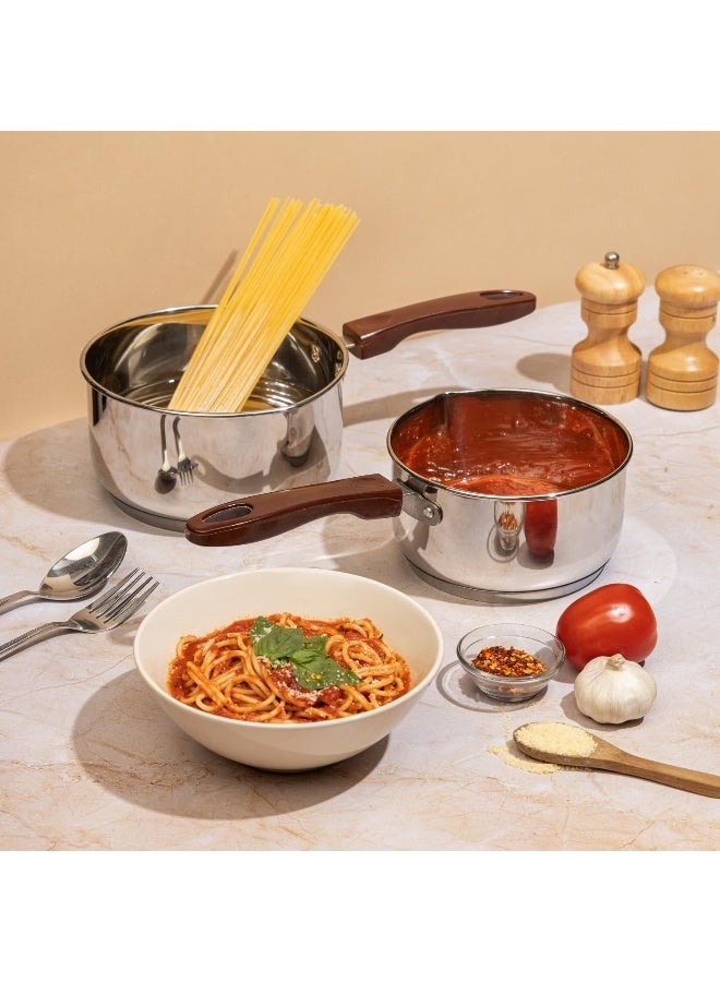 Vinod Stainless Steel Milk Pan/Saucepan 2-Piece Set, 1 L & 1.6 L, SAS Bottom, Riveted Handles, Induction & Gas Compatible - Image 2