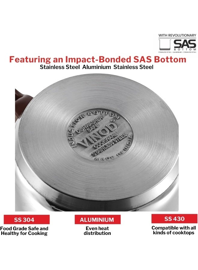Vinod Stainless Steel Milk Pan/Saucepan 2-Piece Set, 1 L & 1.6 L, SAS Bottom, Riveted Handles, Induction & Gas Compatible - Image 4