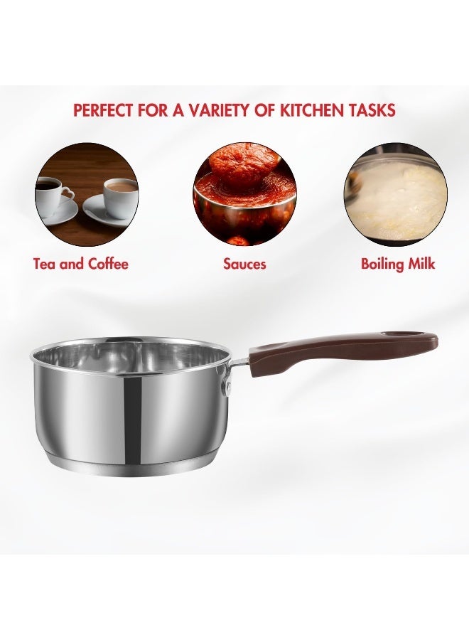 Vinod Stainless Steel Milk Pan/Saucepan 2-Piece Set, 1 L & 1.6 L, SAS Bottom, Riveted Handles, Induction & Gas Compatible - Image 5