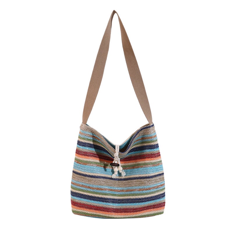 2024 Summer Super Color Woven Bag Women'S Casual Large Capacity Commuter Tote Bag Holiday Beach Straw Woven Bag - Image 1