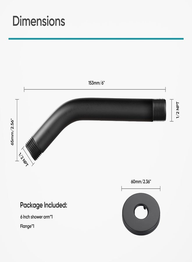 Cobbe Shower Arm with Flange and Teflon Tape, 6-Inches Wall Mounted Shower Pipe Arm Extension for Fixed Shower Head, Matte Black - Image 5