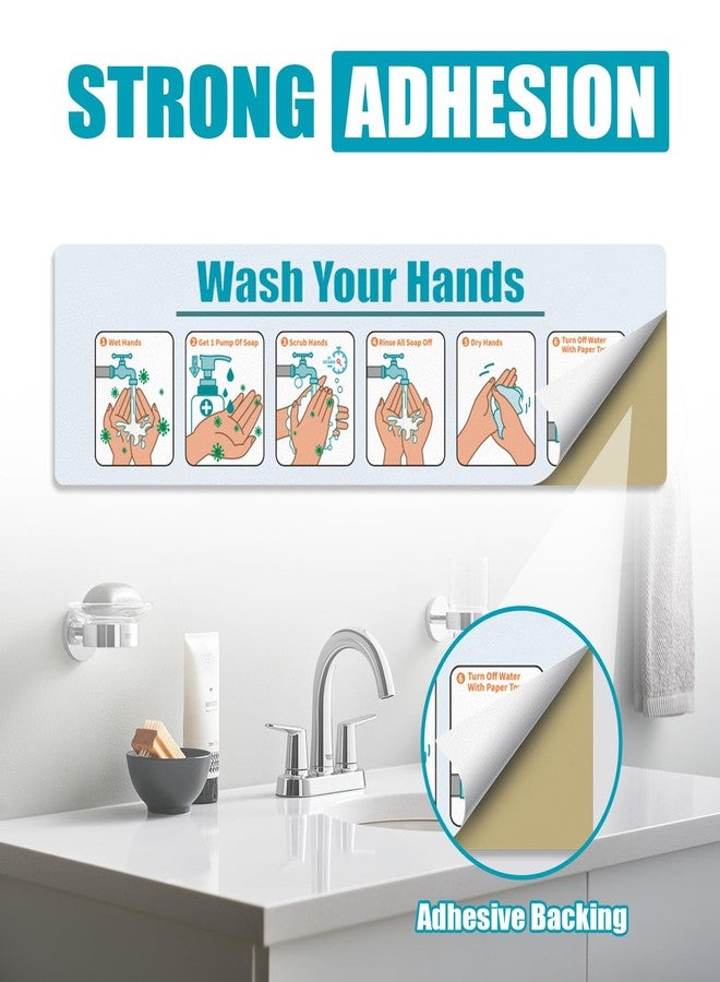 Jenlan Hand Washing Instruction Sign - 15x4.3 Inch Waterproof Adhesive Poster with Step-by-Step Guide | Easy Peel & Stick Label for Sinks in Schools, Restaurants, Healthcare & Home Use - Image 4