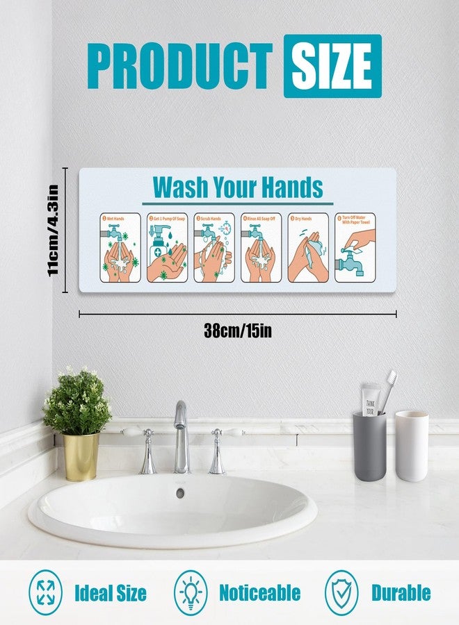Jenlan Hand Washing Instruction Sign - 15x4.3 Inch Waterproof Adhesive Poster with Step-by-Step Guide | Easy Peel & Stick Label for Sinks in Schools, Restaurants, Healthcare & Home Use - Image 2