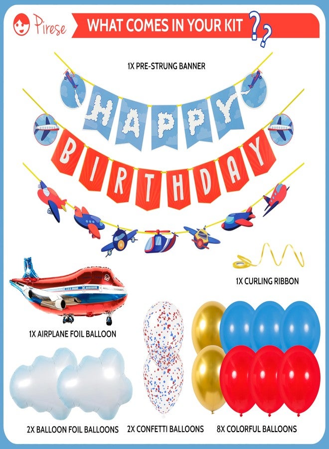 Pirese Airplane Birthday Party Decorations Kit - Plane Banner, Balloons, Aviation Decor for Boys, Time Flies Theme, Airline and Pilot Birthday Supplies, Airplane Themed Party Decorations - Image 2