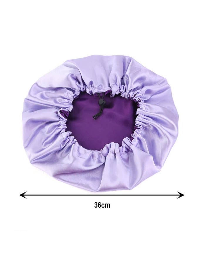 Women's Adjustable Reversible Satin Bonnet - Soft Double Sided Sleep Cap, Protects Natural Hair Purple - Image 4