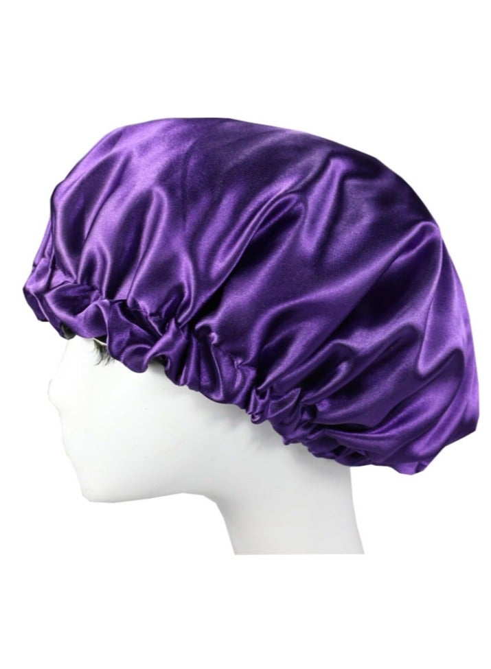 Women's Adjustable Reversible Satin Bonnet - Soft Double Sided Sleep Cap, Protects Natural Hair Purple - Image 1