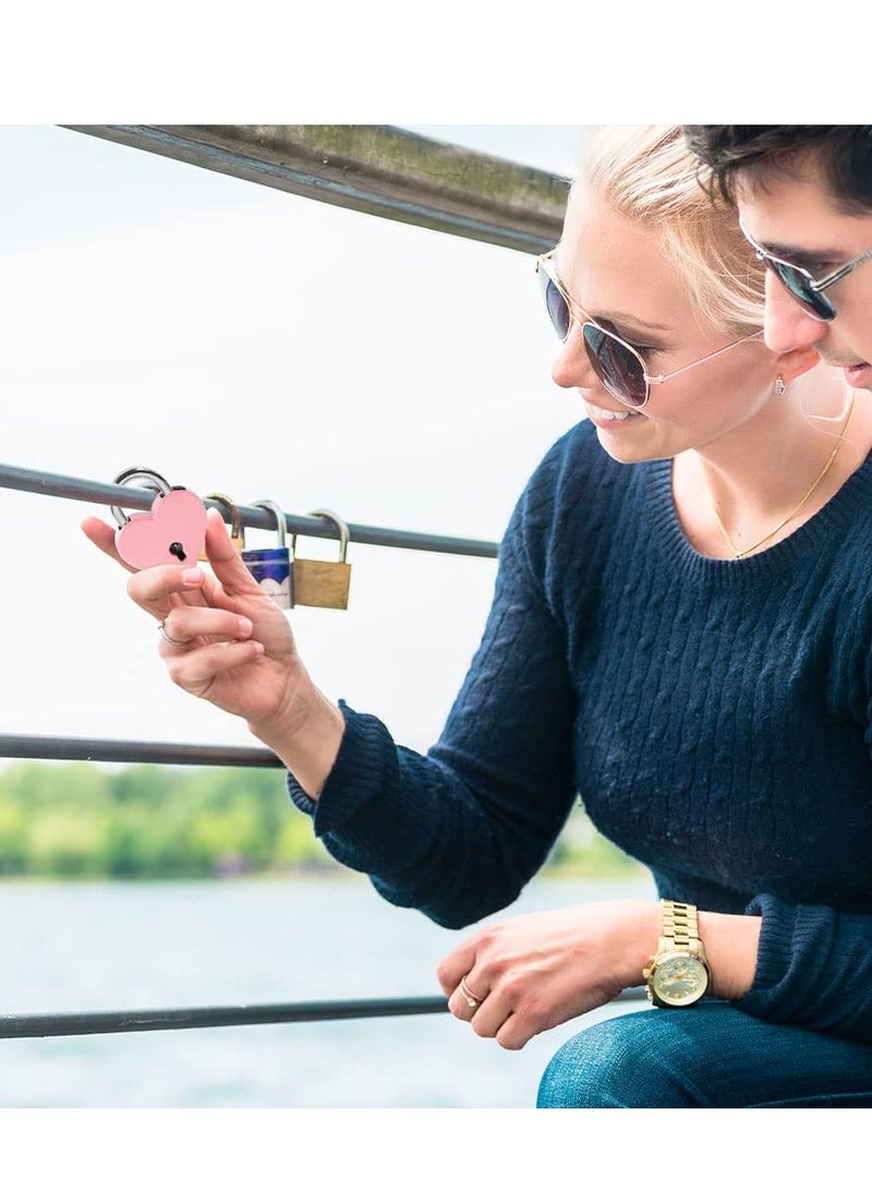 7 Piece Small Padlock Mini Lock Alloy Heart Shaped Lock with Key Suitcase Lock Lock Locker Decorative Diary Lock Love Decorative Lock for Box Diary Luggage (Multi Color) - Image 5