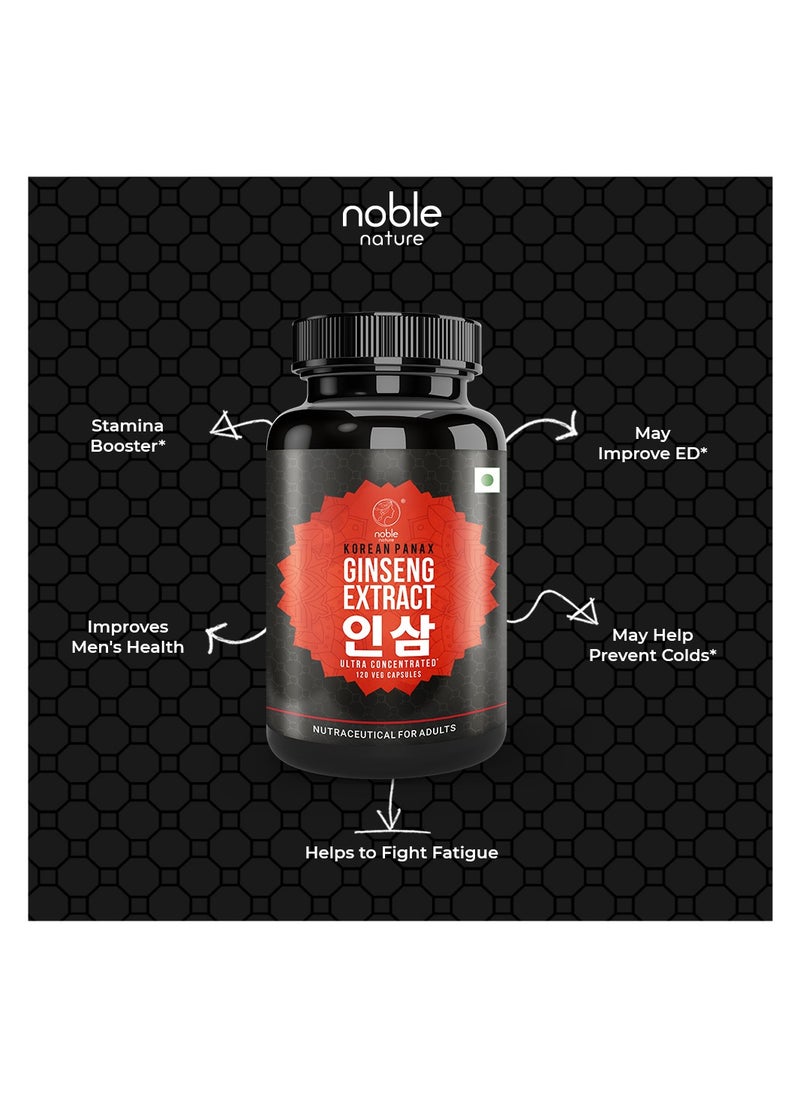 noble nature - Korean Panax Ginseng Extract, Supports Immune Health, Ultra Concentrated - 120 Veg Capsules - Image 1