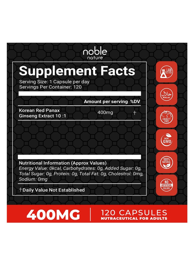noble nature - Korean Panax Ginseng Extract, Supports Immune Health, Ultra Concentrated - 120 Veg Capsules - Image 1