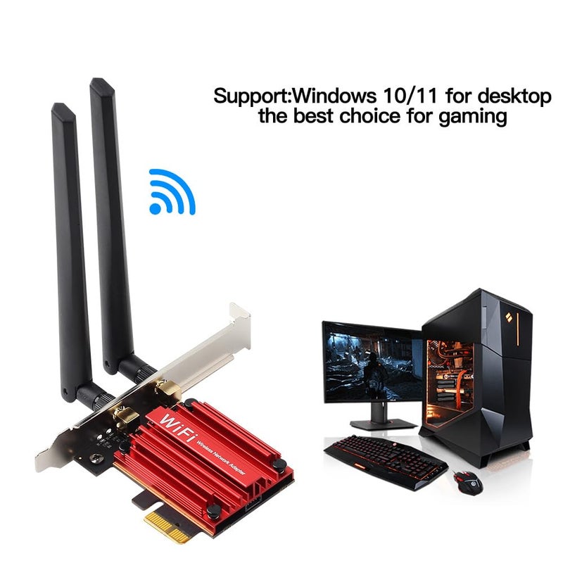 DERAPID WiFi 6 PCIe Card with Bluetooth 5.2 for Desktop, AX1800 Dual Band 2.4G/5G Wireless Adapter, 6dBi High Gain Antenna, Low Latency for Gaming & Streaming, Windows 10/11 - Image 5
