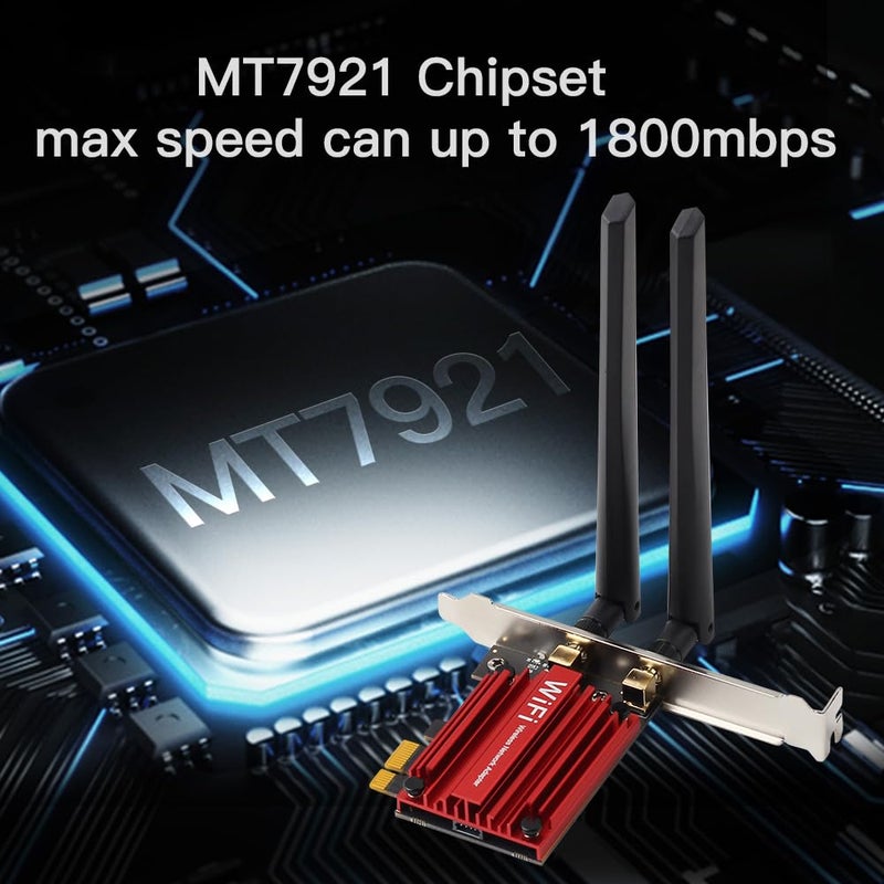 DERAPID WiFi 6 PCIe Card with Bluetooth 5.2 for Desktop, AX1800 Dual Band 2.4G/5G Wireless Adapter, 6dBi High Gain Antenna, Low Latency for Gaming & Streaming, Windows 10/11 - Image 3