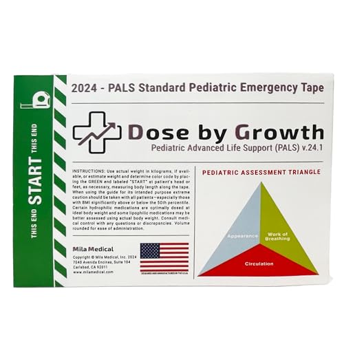 Dose By Growth شريط الطول المعتمد على الجرعة PALS المحدث لعام 2024 لدعم الحياة المتقدم للأطفال في حالات الطوارئ مع مناطق الألوان المتوافقة مع Broselow المصممة لرجال الإسعاف والممرضات ومقدمي خدمات الطوارئ - Image 1