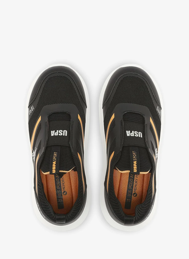 U.S. Polo Assn. black Kids Black Low-Top Casual  Slip On Sneakers - Sleek Everyday Style and Comfort for Effortless Wear for Kids | Best Price UAE