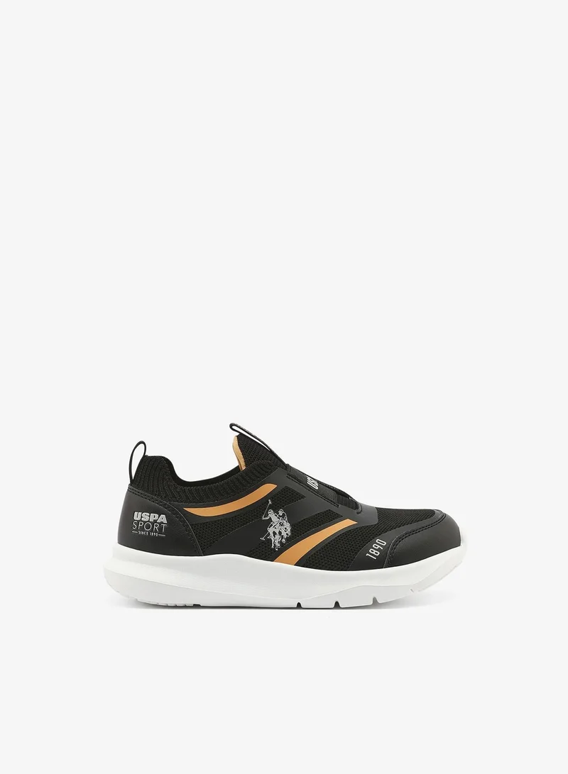 Kids Black Low-Top Casual  Slip On Sneakers - Sleek Everyday Style and Comfort for Effortless Wear