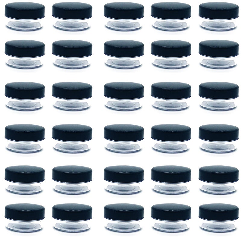 MYYZMY 30 Pcs Sample Containers, 10 Gram Mini Sample Jars for Cosmetic, Eye shadow, Black Lid - Image 1