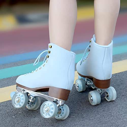 TUOSAMTIN Roller Skates for Women or Men with Height Adjustable Rubber Stoppers Retro Suede Quad Roller Skates for Outdoor and Indoor - Image 4