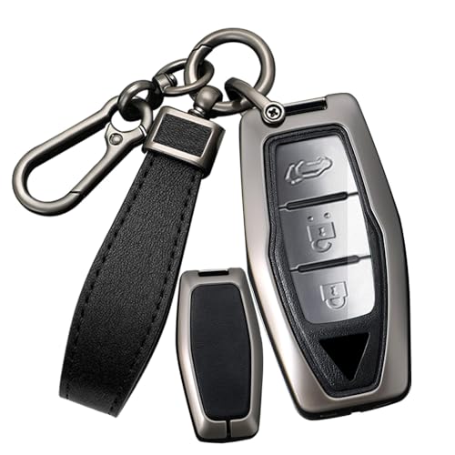 SANRILY PU Leather 2/3/4 Button Key Fob Cover Fit for Mitsubishi Outlander 2023 2022 2021 Keyless with Leather Keychain Black - Image 1