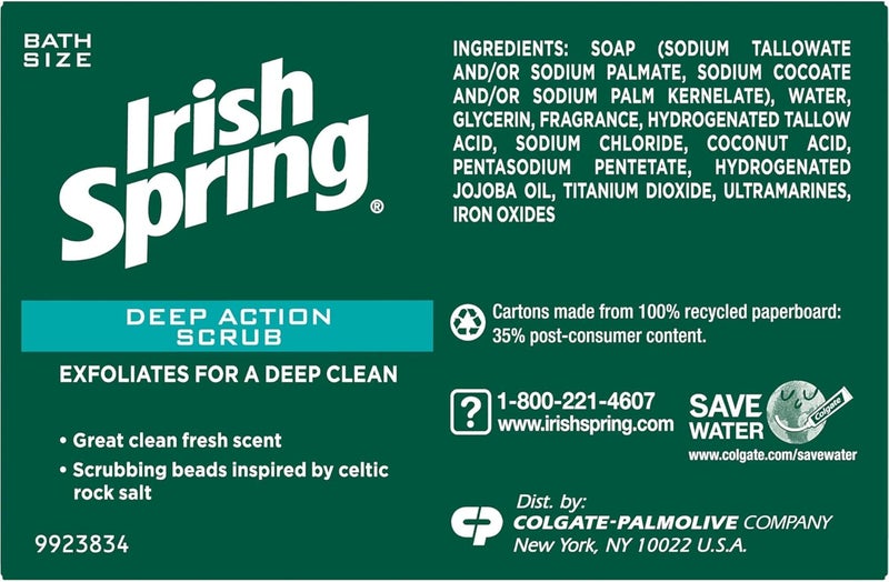 Irish Spring Clean Scrub Deodorant Soap - 3 Bars of 4 oz Each for Deep Cleaning - Image 2