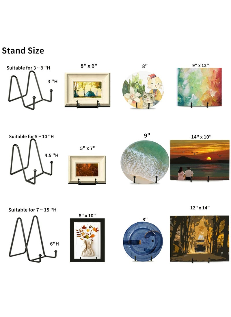 Decolore Decolore 3 Pack 45 inch Display Stands Black Iron Easel for Plate Stand Plate Holder for Picture Decorative Plate Photo Easel Artistic Work Display Stand Picture Frames  - Image 3