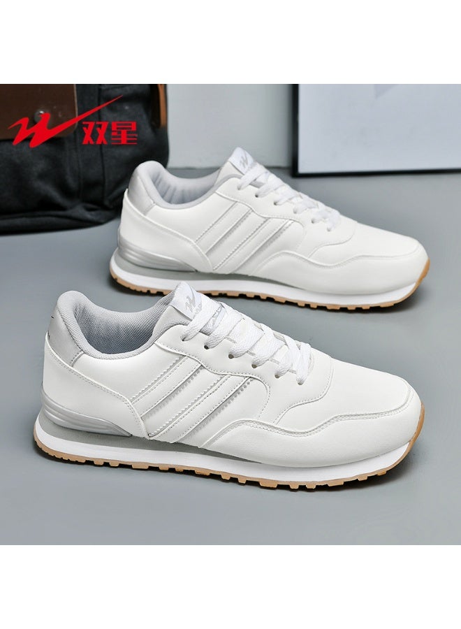 أحذية ريترو آرتشر ذات النجمتين، أحذية رياضية خفيفة الوزن من الجلد الأبيض للرجال، أحذية عصرية متعددة الاستخدامات