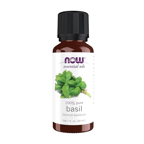 NOW Essential Oils, Basil Oil, Energizing Aromatherapy Scent, Stream Distilled, 100% Pure, Vegan, Child Resistant Cap, 1-Ounce - Image 1