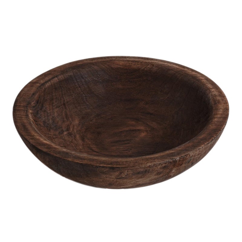 RUIRUICO Hand Carved Wooden Decorative Bowl for Home Entryway Decor, Wood Centerpiece Bowl for Coffee Table Decor, Wood Dough Bowl for Farmhouse Decor (Brown) - Image 1