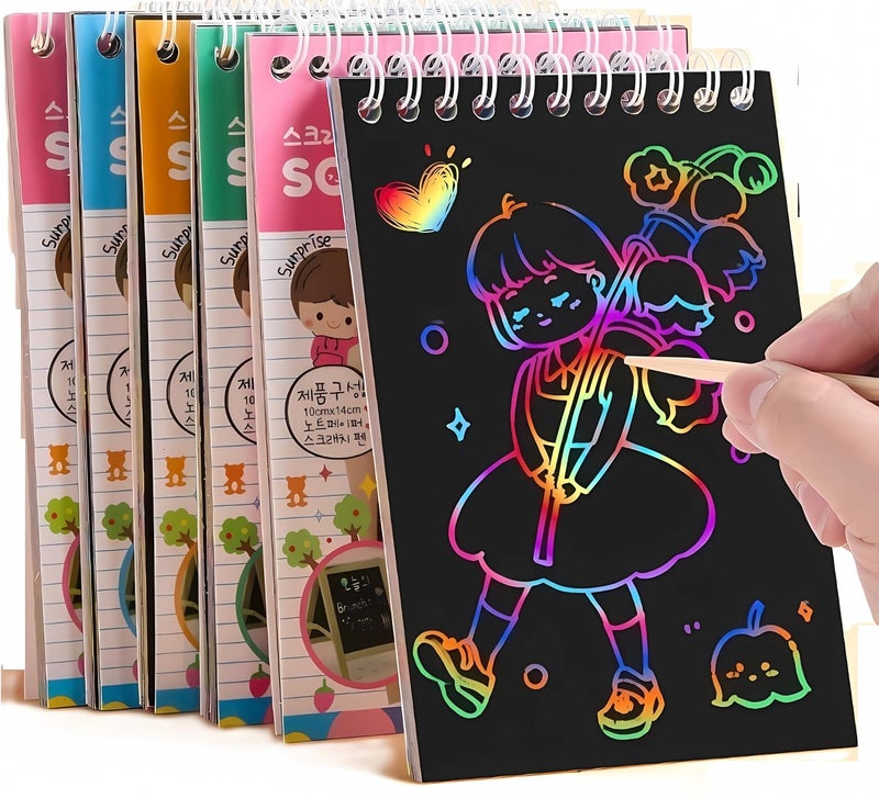 Sillyme كتاب خدش سحري 10 قطع للأطفال - هدايا عودة لحفلة عيد الميلاد للأطفال أوراق خدش - حجم أكبر (20x14 سم) هدية عودة لعيد ميلاد الأطفال من عمر 6-10 6-12 - مجموعة رسم سحرية كتاب نشاط الرسم - Image 3