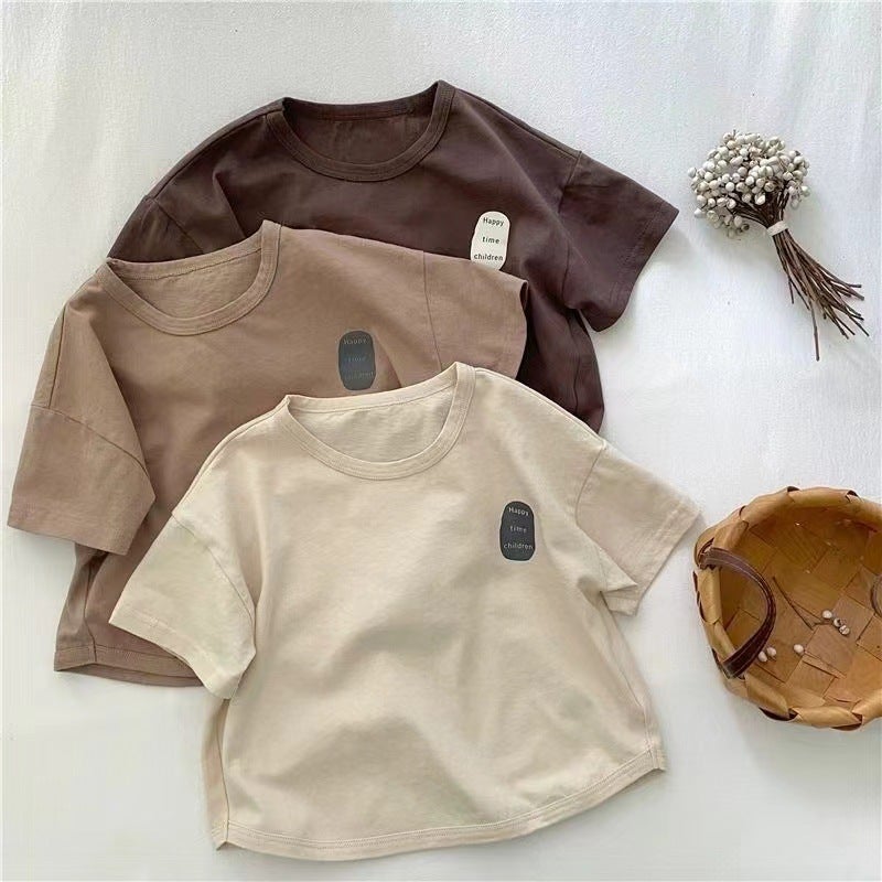 100 Cotton Boys' Short-Sleeved T-Shirt Summer Wear Children'S Children'S Baby'S Western-Style Printed All-Match Casual Korean Style Top - Image 2
