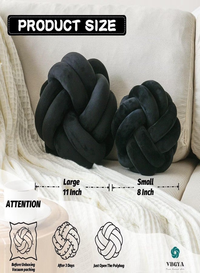 VBGYA Knot Pillow Ball, Soft Home Decorative Throw Pillows Cushion, Round Changeability Knotted Pillows, Modern Home Handmade Cushions for Bedroom, Sofa, Couch (8 Inch, Black) - Image 2