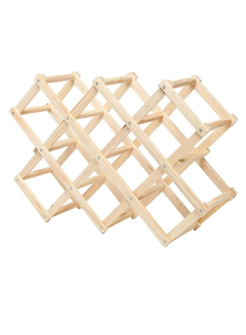 FFD Foldable Wooden Wine Rack Free Standing Storage Rack Display Shelves For Home Kitchen Cabinet Pantry Decoration  - Image 1