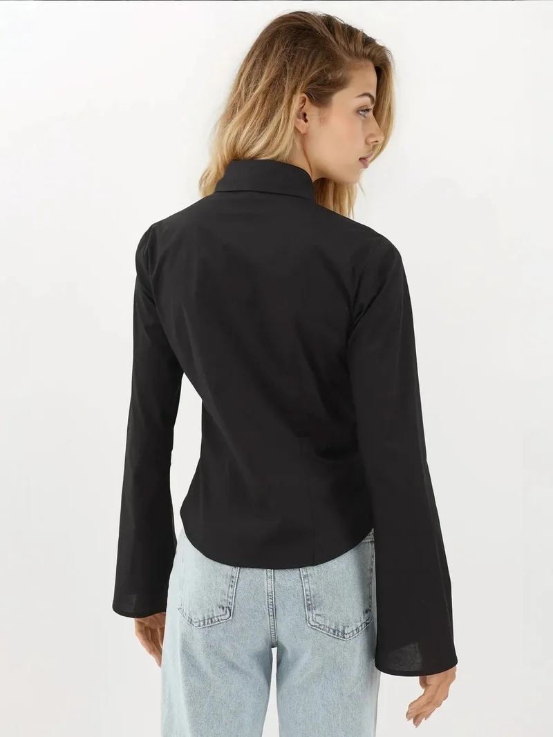 Hiccup Black Fitted Long Sleeve Shirt for Women | Best Price UAE