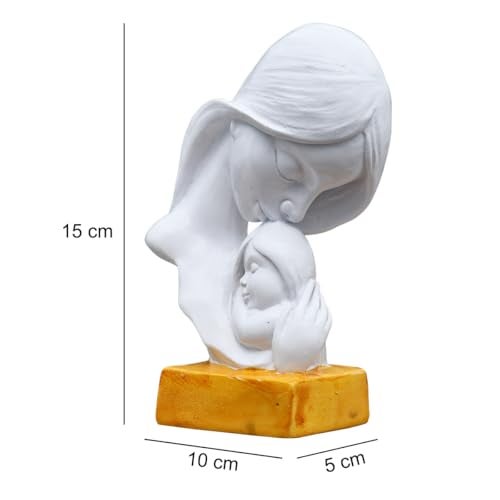 Saugat Traders Resin Mother Child Statue Showpiece for Home Decor Office Table Decoration - Baby Shower for Mom, to Be Mom Handcrafted Mother Baby Showpiece Gift,5 Cm,10 Cm,White - Image 2