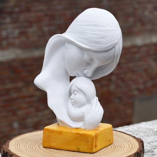 Saugat Traders Resin Mother Child Statue Showpiece for Home Decor Office Table Decoration - Baby Shower for Mom, to Be Mom Handcrafted Mother Baby Showpiece Gift,5 Cm,10 Cm,White - Image 5