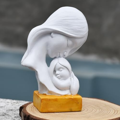 Saugat Traders Resin Mother Child Statue Showpiece for Home Decor Office Table Decoration - Baby Shower for Mom, to Be Mom Handcrafted Mother Baby Showpiece Gift,5 Cm,10 Cm,White - Image 4