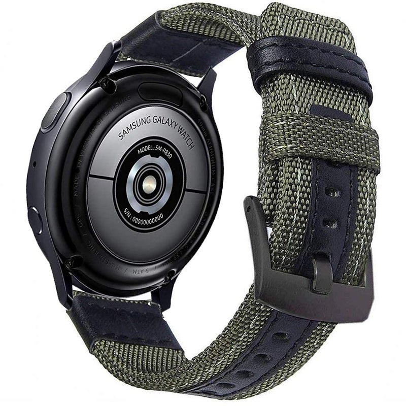 Olytop Galaxy Watch 4/6/7 Classic Bands 47mm 46mm 43mm 42mm/5 Pro 45mm Band, Samung Galaxy Watch 7 FE 6 5 4/Acitive 2 Band 44mm 40mm, 20mm Rugged Nylon Sport Replacement Strap Men Women, Black Green - Image 4