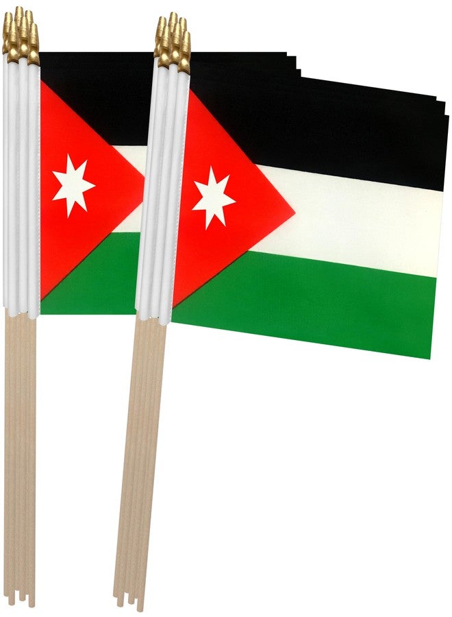TSMD Jordan Stick Flag Jordanian Small Mini Hand Held Flags,5x8 Inch,12 Pack - Image 1