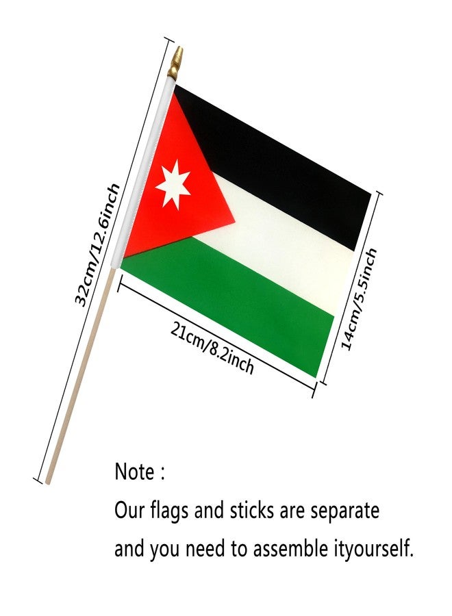 TSMD Jordan Stick Flag Jordanian Small Mini Hand Held Flags,5x8 Inch,12 Pack - Image 2