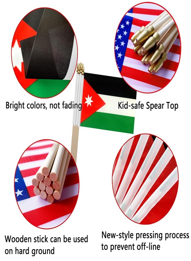 TSMD Jordan Stick Flag Jordanian Small Mini Hand Held Flags,5x8 Inch,12 Pack - Image 4