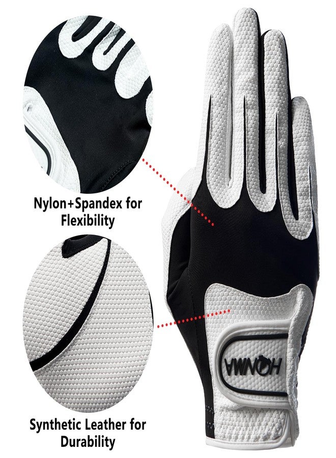 Honma Golf Glove for Men Left Hand, All Weather Breathable Glove,Synthetic Leather with Nylon-Spandex Panels,Durable with Compact Hanging Box,M - Image 3