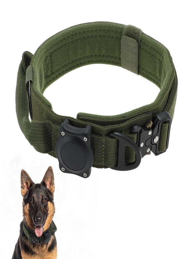 GLIDESMOOTH Dog Collar, Waterproof Tactical Dog Collar with Control Handle and Zinc Alloy Buckle, Pet Collar for AirTag, Medium Large Dog, Medium, Army Green (Includes Screwdriver Accessories) - Image 1