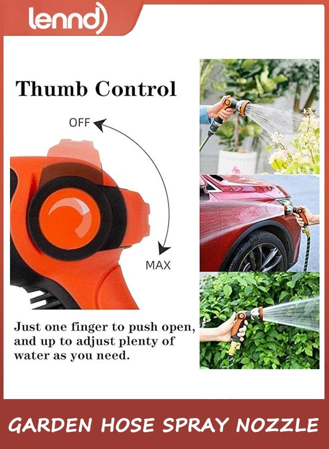 LENND Garden Hose Spray Nozzle,10 Hose Metal Duty Watering Patterns Thumb Control On Off Valve, High Pressure Nozzle Sprayer for Plants, Car Wash,Cleaning,Showering Pets - Image 3