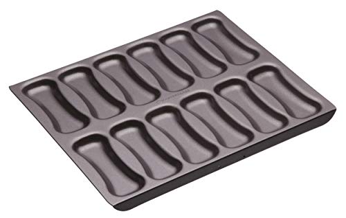 Master Class MasterClass KCMCHB81 12 Mould Eclair Baking Tray with PFOA Non Stick, Robust 1 mm Carbon Steel, 31 x 25.5 cm Tin, Grey - Image 1
