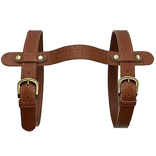 PortableAnd Genuine Leather Carry Strap for Motorcycle & Picnic Bedroll Blankets, Gifts for Motorcycle Motorbike Lovers, Heavy duty Adjustable belt (Natural Brown) - Image 1
