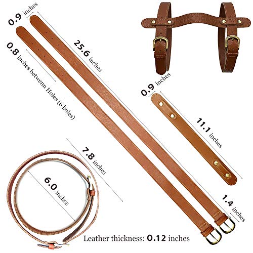 PortableAnd Genuine Leather Carry Strap for Motorcycle & Picnic Bedroll Blankets, Gifts for Motorcycle Motorbike Lovers, Heavy duty Adjustable belt (Natural Brown) - Image 5